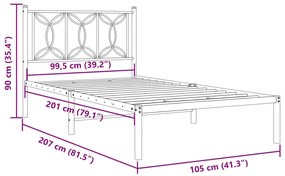 Estrutura de cama com cabeceira 100x200 cm metal branco