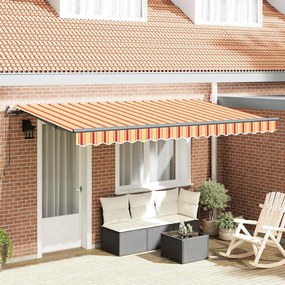 Toldo Retrátil Manual Amarelo e Laranja e Branco