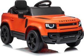 Carro elétrico para Crianças 12V 4x4 Land Rover Defender Rodas de espuma EVA, Assento Couro ecológico, Controlo remoto Laranja