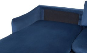 Sofá de canto em veludo azul à direita VINTERBRO Beliani