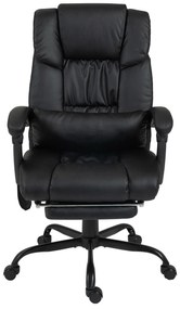 Cadeira de Escritório com Massagem de 6 Pontos Encosto Alto Reclinável Apoio para Pés e Controlo Remoto 66x75x112-122 cm Preto