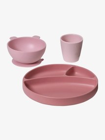 Conjunto de refeições, em silicone rosa escuro liso