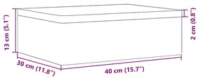 Caixa de madeira com tampa 40x30x13 cm pinho de madeira maciça