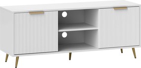 HOMCOM Móvel de TV Moderno Móvel de TV para Sala de Estar com 2 Compartimentos Abertos  para Televisores de 55 Polegadas 120x35x48 cm Branco | Aosom Portugal