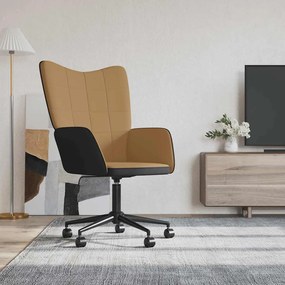 vidaXL Cadeira de descanso PVC e veludo castanho