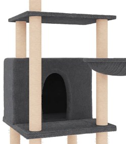 Árvore p/ gatos c/ postes arranhadores sisal 132cm cinza-escuro