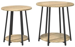 Conjunto de Mesas de Apoio 2 pcs Carvalho Sonoma em Madeira Compensada