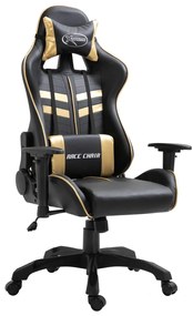 20194 vidaXL Cadeira de gaming couro artificial dourado