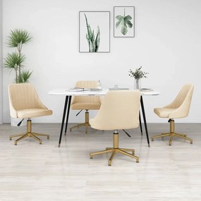 vidaXL Cadeiras de jantar giratórias 4 pcs veludo cor creme