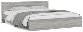 Estrutura cama c/ cabeceira/luzes LED 180x200cm cinzento sonoma