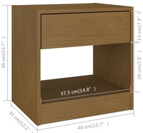 Mesas de cabeceira 2 pcs 40x31x40 cm pinho maciço castanho mel