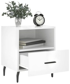 Mesas de cabeceira 2pcs derivados de madeira branco brilhante