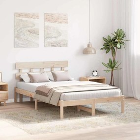 Estrado de Cama com Cabeceira 120x200 cm Madeira de Pinho Maciça