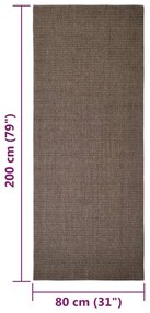 Tapete de sisal para poste arranhador 80x200 cm castanho