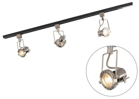 LED Trilho inteligente monofásico preto com aço, incl. 3 GU10 Wi-Fi - Suplux Moderno