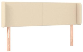Cabeceira de cama c/ luzes LED tecido 147x16x78/88 cm cor creme