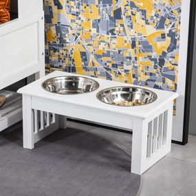 Comedouro elevados para cães e gatos, comedouro duplo, suporte elevado com dimensões 44 x 24  x 15 cm, inclui 2 comedouros de 0,9 L em aço inoxidável,