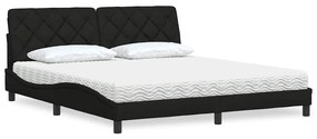 vidaXL Cama com colchão 180x200 cm tecido preto