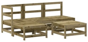 5 pcs conjunto lounge de jardim c/ almofadões pinho impregnado