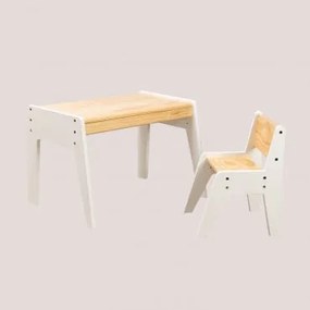 Conjunto De Mesa E Cadeira Em Madeira Blaby Kids Branco - Sklum