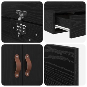 Estrutura de Cama Armazenamento Carvalho Preto 180x200 cm