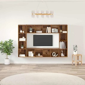 vidaXL Conjunto de móvel de TV 4 pcs Castanho 37 x 37 x 142.5 cm