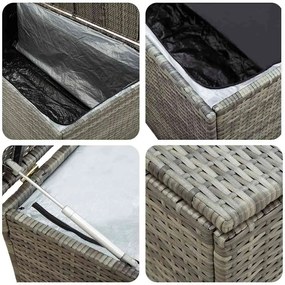 Caixa de arrumação para jardim 200x50x60 cm vime PE cinzento
