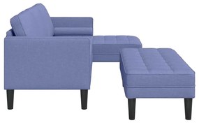 Conjunto de Sofá de 2 Peças com Almofadas Azul Jeans Tecido