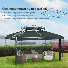 Tela de substituição para toldo de tenda, 3 x 4 (ESTRUTURA NÃO INCLUIDA) m, em poliéster de alta densidade, 180 g/m², cinzenta