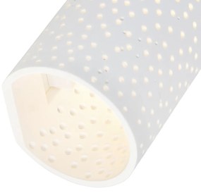 Candeeiro de parede vintage branco em gesso em forma de cilindro - Mahou