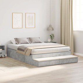 Cama de armazenamento Cinza Concreto 140x200 cm