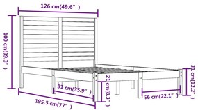 Estrutura de cama dupla pequena 4FT 120x190 cm madeira maciça