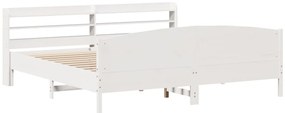 Cama sem colchão 180x200 cm madeira de pinho maciça branco