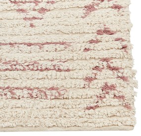 Tapete de algodão creme e rosa 140 x 200 cm EDIRNE Beliani