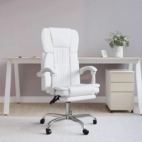 349624 vidaXL Cadeira de escritório reclinável couro artificial branco
