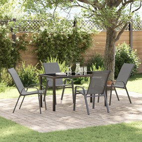 Conjunto de Jantar para Jardim vidaXL 5 Peças Cinzento Textilene e Aço