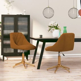 vidaXL Cadeiras de jantar giratórias 2 pcs veludo castanho