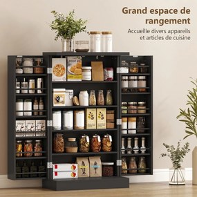 Armário de Cozinha com 2 Portas, 60 x 30 x 104 cm, 12 Suportes de Porta, Preto