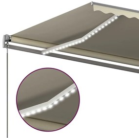 Toldo automático c/ LED e sensor de vento 6x3,5 m cor creme