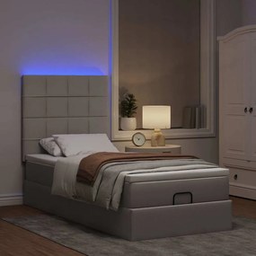 Estrutura de cama otomana com colchão tecido cinzento 100x200cm