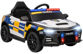 AIYAPLAY Carro Elétrico Infantil Modelo Policial 12V com Comando a Distância 2,4 Luzes Sirene Música USB e Suspensão 96x60x45 cm Multicor | Aosom Portugal