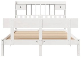 Cama com estante sem colchão 160x200 cm pinho maciço branco