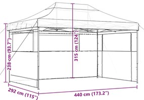 Tenda para festas pop-up dobrável com 3 paredes laterais bordô