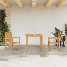 3 pcs conjunto de jantar para jardim madeira de teca maciça
