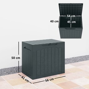 Caixa de arrumação para exterior de 93 L com pegas embutidas 56 x 41 x 50 cm, mala de arrumação para exterior estanque, cinzento escuro