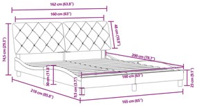 Estrutura de cama c/ cabeceira 160x200 cm veludo azul