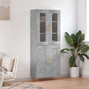 vidaXL Armário alto 69,5x34x180 cm derivados de madeira cinza cimento