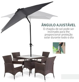 Chapéu de Sol com Luzes LED 268x205x248 cm Chapéu de Sol de Jardim Inc