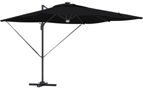 Guarda-Sol Cantilever Roma com LEDs Preto 286x285x270 cm Alumínio