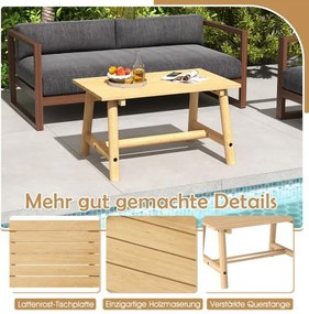 Mesa de jardim em madeira maciça retangular 90 x 55 x 50 cm Natural